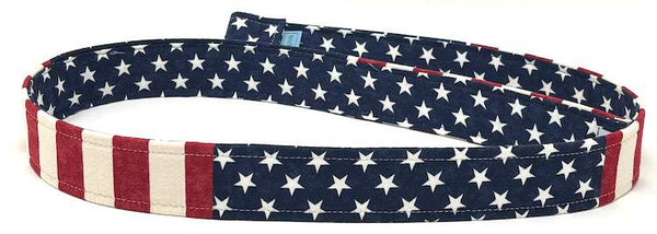 Americana d-ring belt stars and stripes patchwork by oliver green
