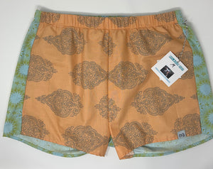 Soft Orange and Light Blue, earthy boxer shorts for women! These lightweight shorts are great for hot beach days, and summer days and night. Versatile prints make ouBoxersOliver Green