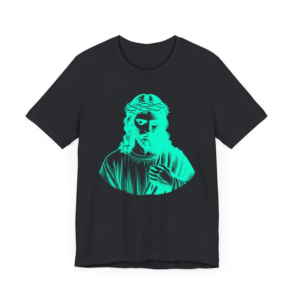 Neon Turquoise Jesus Graphic T-Shirt - Unisex Jersey Neon Turquoise Tee