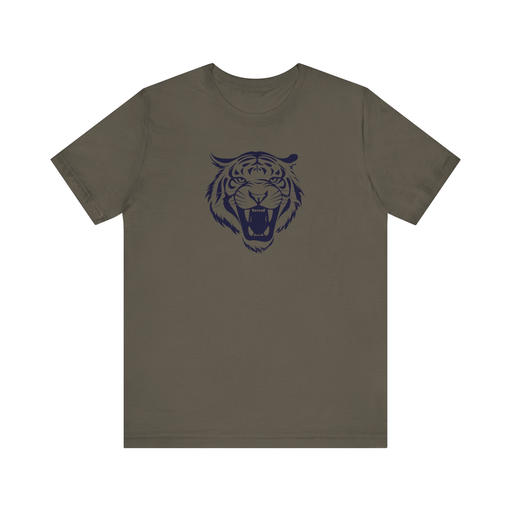 Dark Navy Blue Tiger Graphic Tee - Unisex Short Sleeve Shirt with 'Fugitive' Design