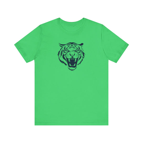 Dark Navy Blue Tiger Graphic Tee - Unisex Short Sleeve Shirt with 'Fugitive' Design