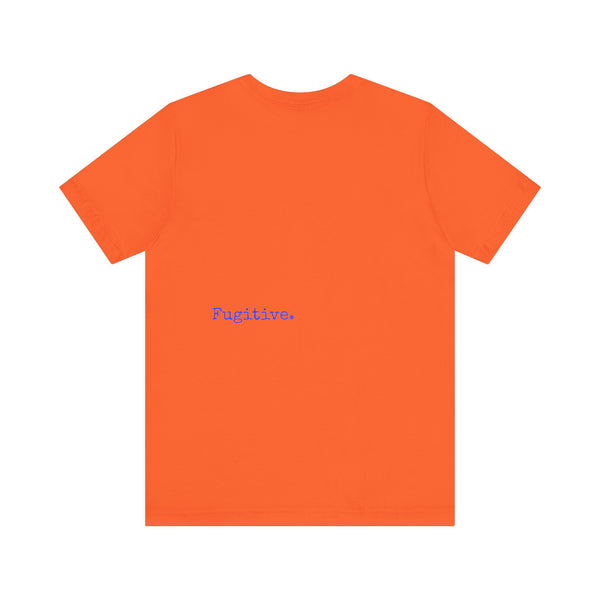 Neon Blue Skull Graphic Unisex Tee with 'Fugitive.' Text