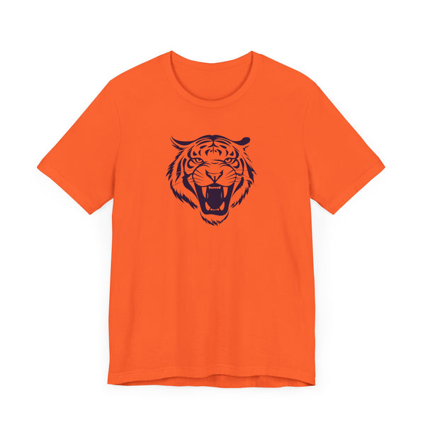 Dark Navy Blue Tiger Graphic Tee - Unisex Short Sleeve Shirt with 'Fugitive' Design