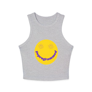 Deprogrammed Smiley Women's Micro Rib Racer Tank Top - Fun Summer Style