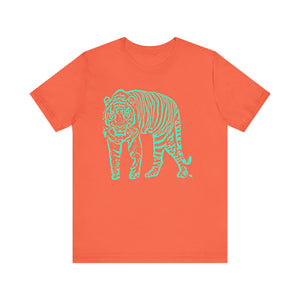 Aqua Neon Tiger Graphic Tee - Unisex Short Sleeve Fugitive Tee Shirt