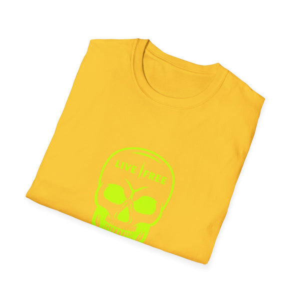 Neon Green Live Free Skull Unisex Softstyle T-Shirt - Edgy Graphic Tee