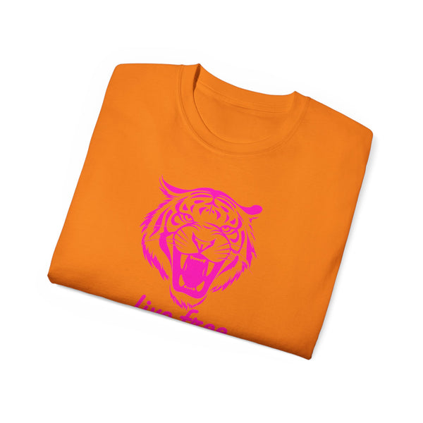 Neon Pink Live Free Tiger Graphic Tee - Unisex Ultra Cotton T-Shirt