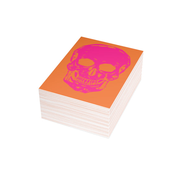 Vibrant PINK NEON Skull Postcard Bundle | Unique Correspondence Cards with Envelopes