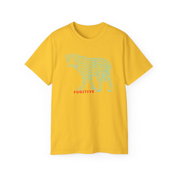 Fugitive Bear Graphic Tee, Unisex Cotton Shirt, Casual Wear, Animal Lover Gift, Outdoor Adventure Clothing