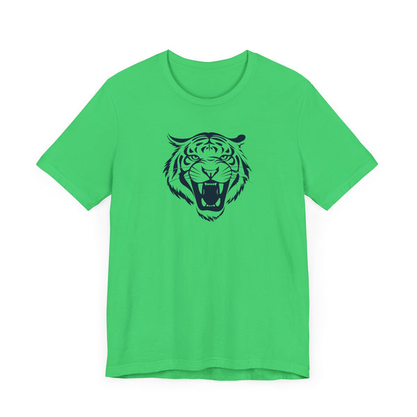 Dark Navy Blue Tiger Graphic Tee - Unisex Short Sleeve Shirt with 'Fugitive' Design