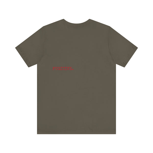 BURGUNDY Fugitive Skull and Crossbones Graphic Tee - Unisex Jersey Short Sleeve T-Shirt