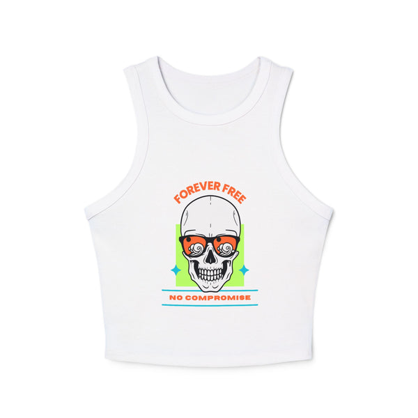Skull Print Racer Tank Top - Forever Free, No Compromise