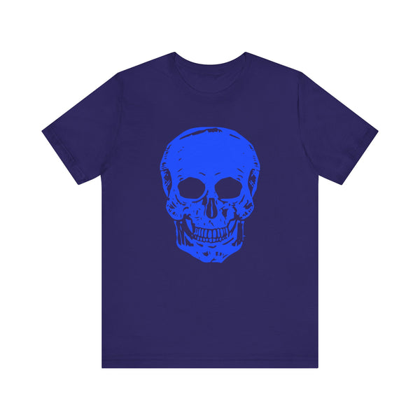 Neon Blue Skull Graphic Tee - Fugitive Statement T-shirt for Bold Style