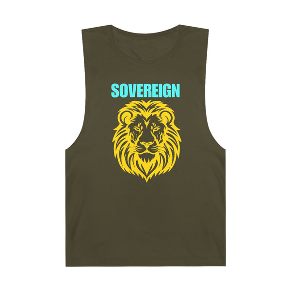 Sovereign Lion Unisex Tank Top with bold lion design, ideal for summer vibes.
