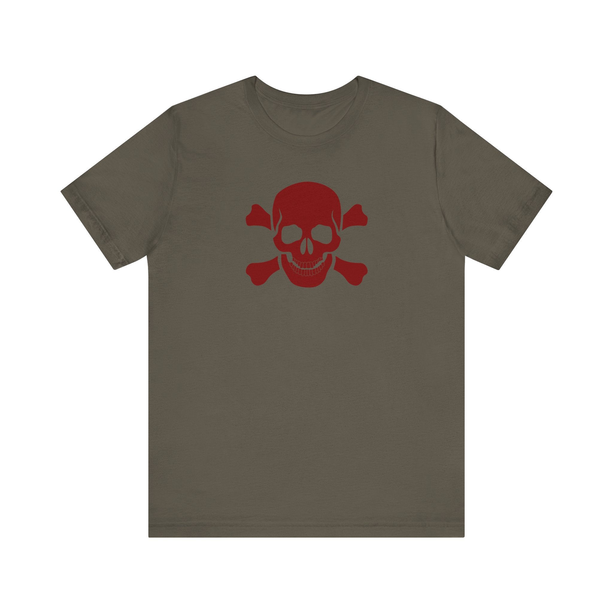BURGUNDY Fugitive Skull and Crossbones Graphic Tee - Unisex Jersey Short Sleeve T-Shirt