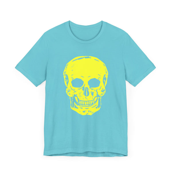 Neon Yellow Skull Graphic Unisex Tee - 'Fugitive.' Statement T-Shirt