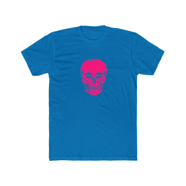 Fugitive Neon Pink Free Mind Skull Graphic Tee - Unisex Cotton Crew Shirt