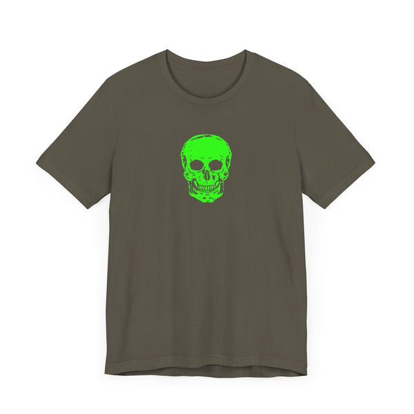 Lime Green Neon Skull Graphic Tee - Fugitive Statement Unisex Jersey Shirt