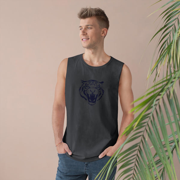 Navy Blue Fugitive Tiger Graphic Tank Top - Unisex Barnard Style