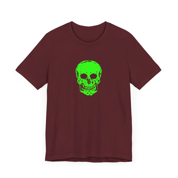 Chic Neon Lime Green Skull Graphic Tee - 'Fugitive.' Unisex Jersey T-Shirt
