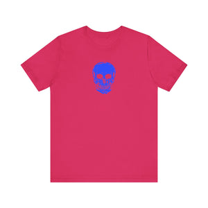 Unisex Neon Blue Skull Graphic Tee - 'Fugitive.' Statement Shirt