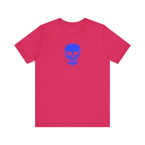 Unisex Neon Blue Skull Graphic Tee - 'Fugitive.' Statement Shirt