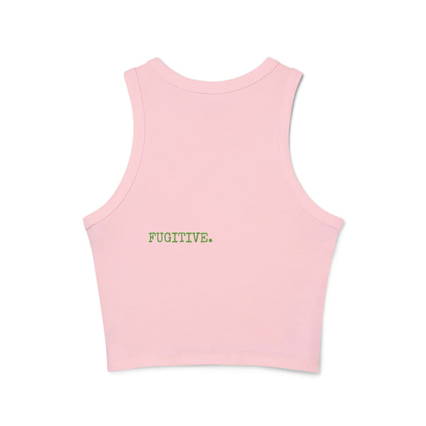 Women's Micro Rib Racer Tank Top - Neon Green Live Free Skull Design, Casual Summer Wear