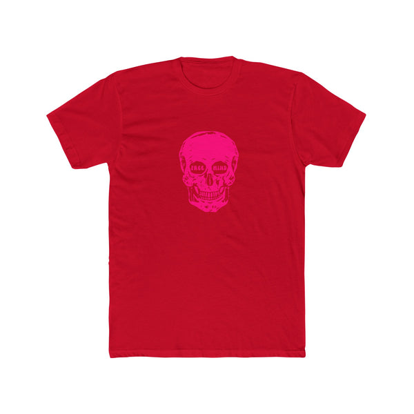 Fugitive Neon Pink Free Mind Skull Graphic Tee - Unisex Cotton Crew Shirt