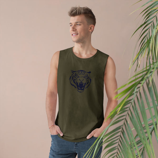 Navy Blue Fugitive Tiger Graphic Tank Top - Unisex Barnard Style
