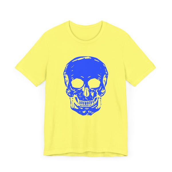 Stylish Unisex Neon Blue Skull Tee - "Fugitive" Graphic T-Shirt