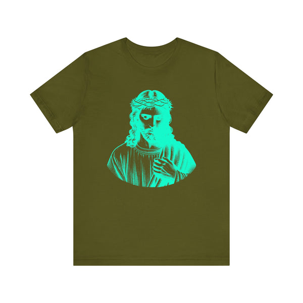 Neon Turquoise Jesus Graphic T-Shirt - Unisex Jersey Neon Turquoise Tee