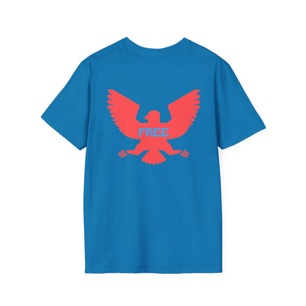 Unisex softstyle T-shirt with vintage eagle and "FREE" design.