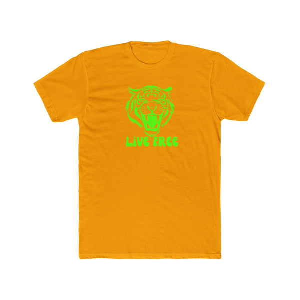 Live Free Neon Green Tiger Graphic Unisex Cotton Crew Tee