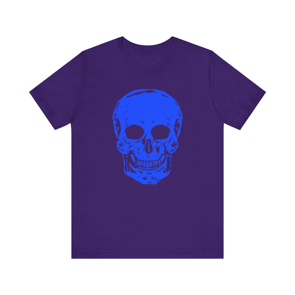 Neon Blue Skull Graphic Tee - Fugitive Statement T-shirt for Bold Style