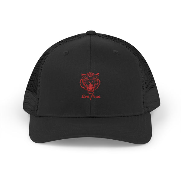 Live Free Tiger Embroidered Snapback Trucker Cap
