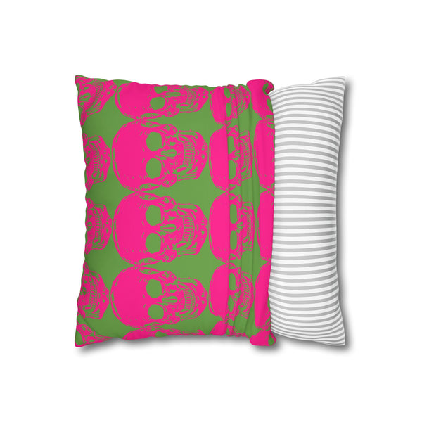 Pink Skull Pattern Throw Pillowcase - Bold Decorative Cushion