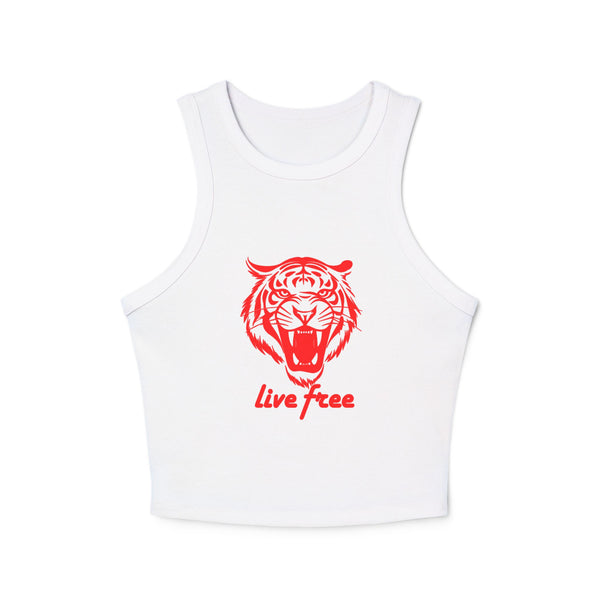 Live Free Tiger Graphic Racer Tank Top for Women