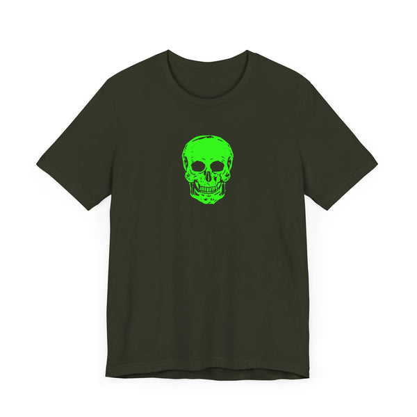 Lime Green Neon Skull Graphic Tee - Fugitive Statement Unisex Jersey Shirt