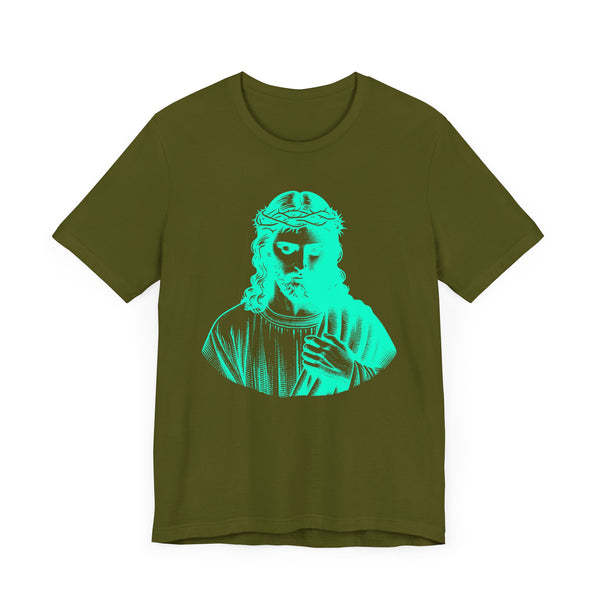 Neon Turquoise Jesus Graphic T-Shirt - Unisex Jersey Neon Turquoise Tee