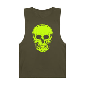 Unisex Neon Lime Skull Graphic Tank Top - "Fugitive" Neon Design