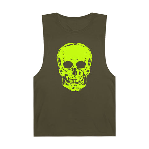 Unisex Neon Lime Skull Graphic Tank Top - "Fugitive" Neon Design