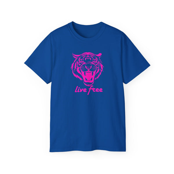 Neon Pink Live Free Tiger Graphic Tee - Unisex Ultra Cotton T-Shirt