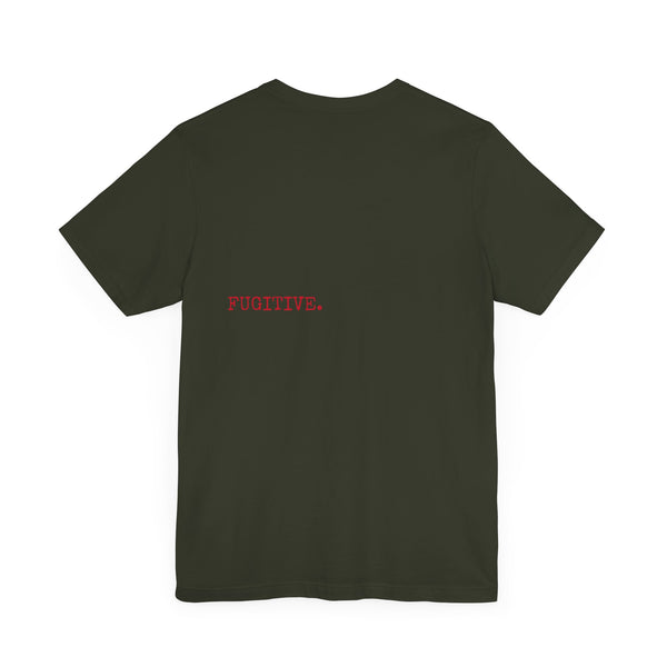 BURGUNDY Fugitive Skull and Crossbones Graphic Tee - Unisex Jersey Short Sleeve T-Shirt