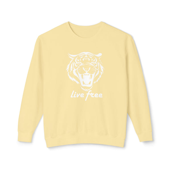 Unisex Lightweight Crewneck Sweatshirt - 'Live Free' Tiger Design