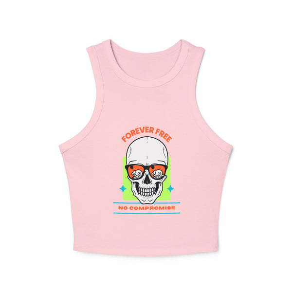 Skull Print Racer Tank Top - Forever Free, No Compromise