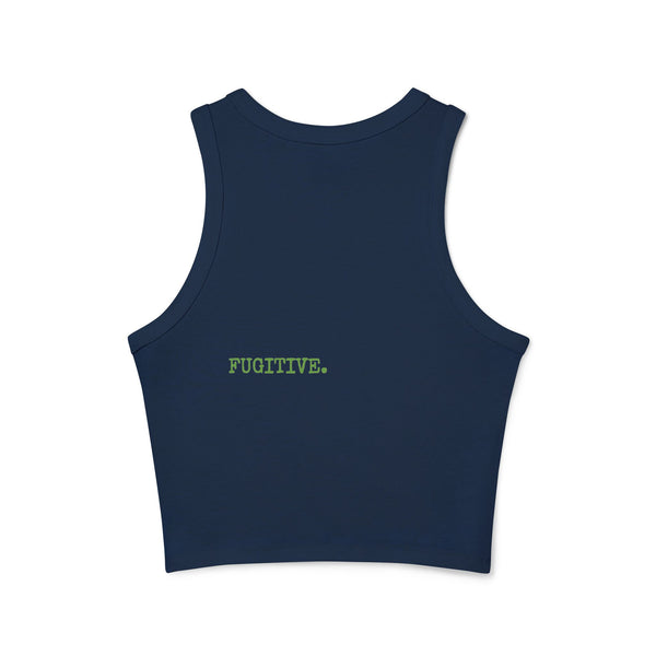 Women's Micro Rib Racer Tank Top - Neon Green Live Free Skull Design, Casual Summer Wear