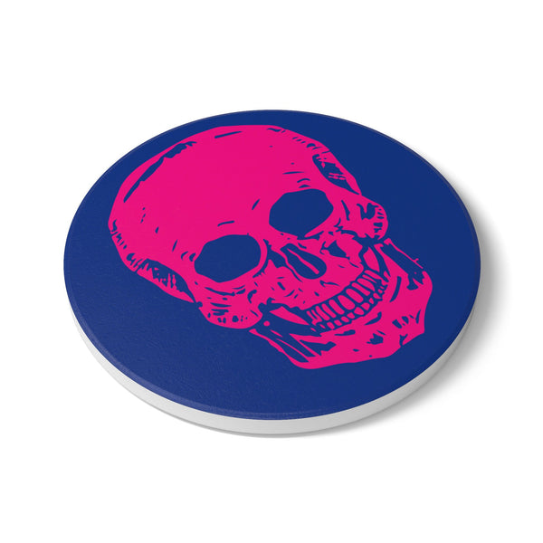Edgy  Neon Pink Skull Ceramic Coaster - Colorful Household Decor