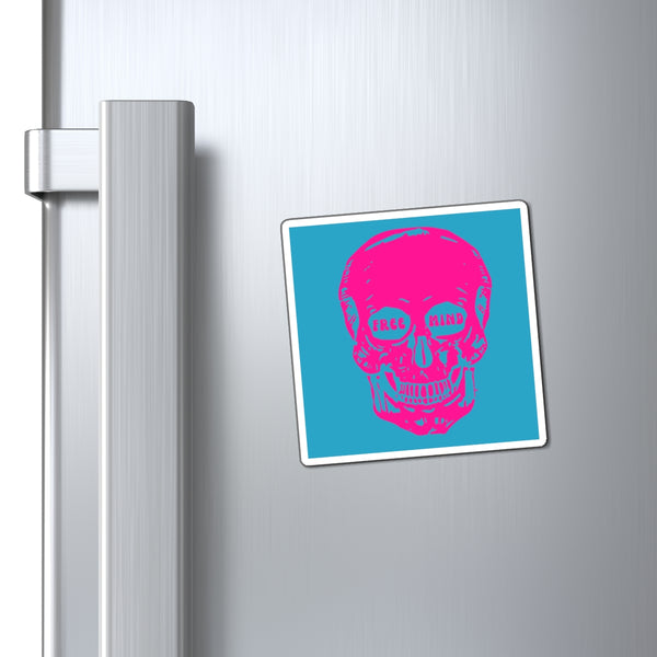 Neon Pink Free Mind Skull Magnet - Bold Pink Design for Unique Refrigerator Decor