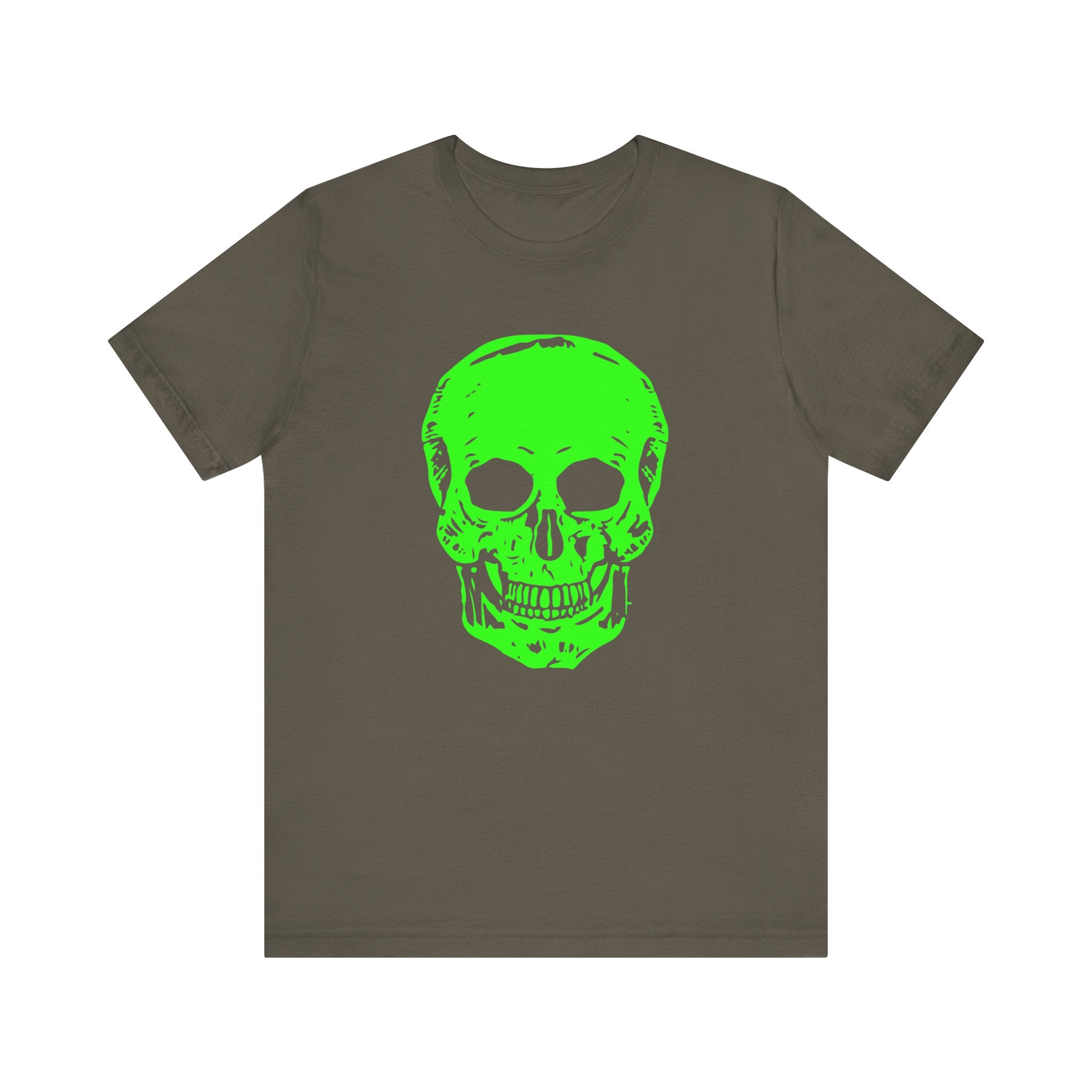 Unisex Neon Green Skull Graphic Tee - "Fugitive"