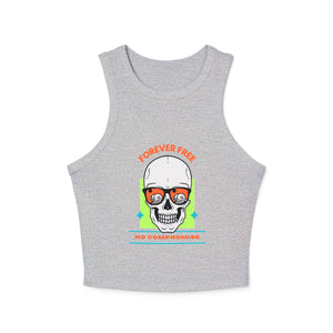 Skull Print Racer Tank Top - Forever Free, No Compromise